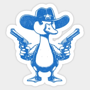 Vintage Outlaw Goose Sheriff in Blue - Wild West Silly Cowboy Distressed Retro Design Sticker